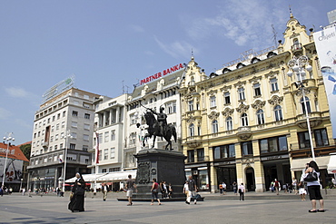 Ban Jelacic monument on Ban Jelacic Square, Zagreb, Croatia