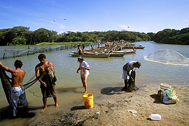 Fishermen, Laguna de Unare, El Hatillo, Anzoategui, Venezuela, South America