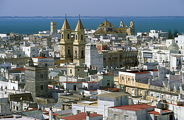 San Antonio Church, view from Torre Tavira (Tavira Tower), Cadiz, Costa de la Luz, Cadiz Province, Andalusia, Spain