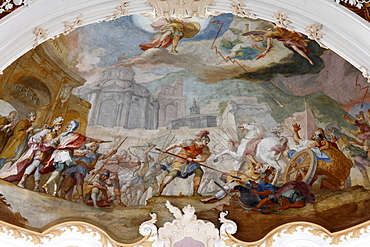 Fresco on the ceiling of St. Michael Church, Berg am Laim, Munich, Bavaria, Germany, Europe