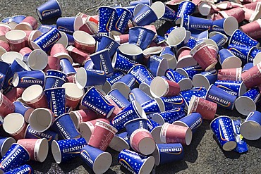 Paper cup rubbish after a marathon race