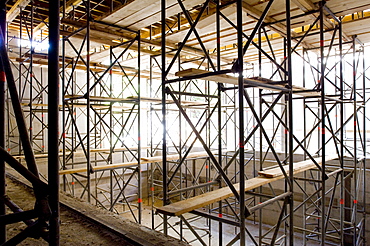 Construction of a hospital, scaffold construction, Gelsenkirchen, North Rhine-Westphalia, Germany