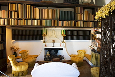 Library in the summer house of surrealist painter Salvador Dali and his wife Gala in Port Lligat, Girona Province, Spain