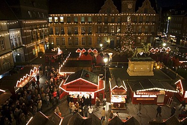 Christmas market at the townhall, Duesseldorf, North Rhine-Westphalia, Germany, Europe