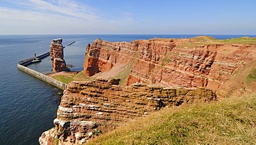 Heligoland - a view over the red sedimentary rocks and the lange Anna - Schleswig-Holstein, Germany, Europe.