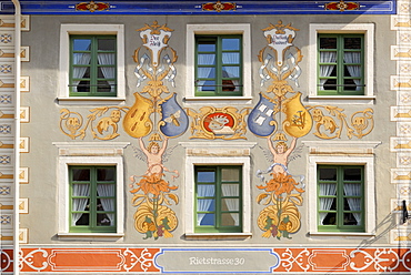 Painted facade, Villingen, Baden-Wuerttemberg, Germany, Europe