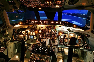 Flight simulator of a McDonnell Douglas MD 80, Sim Zone, Germany.