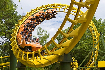 Roller coaster in the Holidaypark, Hassloch, Rhineland-Palatinate, Germany.