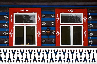 Traditionally painted house in the village of Zdiar, High Tatra Mountains, Slovakia, Europe