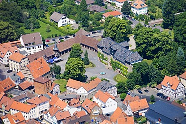 Palace complex of the baron Riedesel zu Eisenbach, aerial view, Lauterbach, Hesse, Germany, Europe