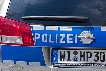 Police cars, rear view, detail, Germany, Europe