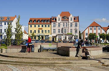 Market square of Bergen, Ruegen, Rugia, Mecklenburg-Western Pomerania, Germany