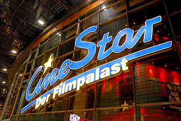 Neon sign, Petersbogen shopping mall, Leipzig, Saxony, Germany