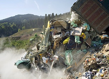 Waste being delivered at disposal site, Riederberg, Woergl, Tyrole, Austria