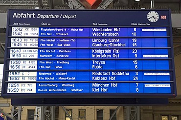 Display panel, main station, Frankfurt, Hesse, Germany