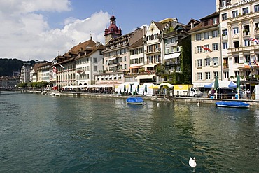 River promenade at the Reuss, Lucerne, Switzerland