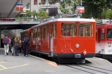 Old tram in Viznau, canton Lucerne, Switzerland