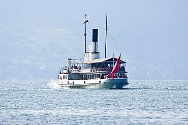 Paddle wheel steamer on the Lake of Lucerne, canton Lucerne, Switzerland