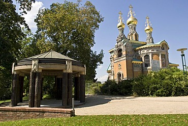 Mathildenhoehe, Russian orthodox church of Mary Magdalene, Darmstadt, Hesse, Germany