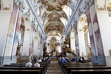 Baronial church, interior view, Amorbach, Hesse, Germany