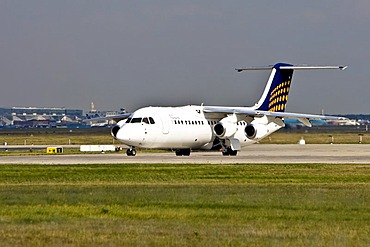 Eurowings BAe 146-300, Startbahn 18 West, Airport Frankfurt, Hesse, Germany