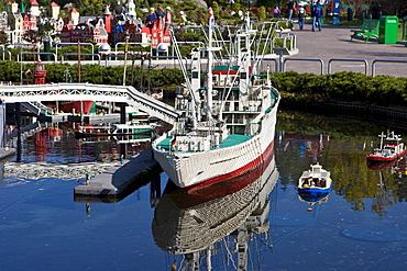 Model of the port of Hamburg, Legoland, Guenzburg, Bavaria, Germany