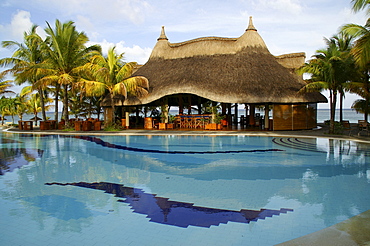 Resort with pool at the beach of Trou aux Biches, Mauritius, Mascarenes, Indian Ocean