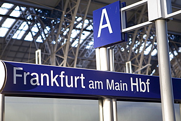 Sign, Frankfurt Central Rail Station, Frankfurt, Hesse, Germany, Europe