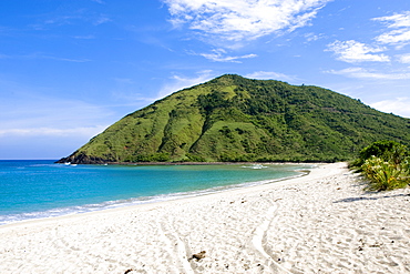 Deserted white sand beach near Kuta, Lombok Island, Lesser Sunda Islands, Indonesia