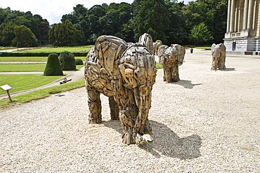 Wooden elephants, Africa Museum, Tervuren, Belgium, Europe