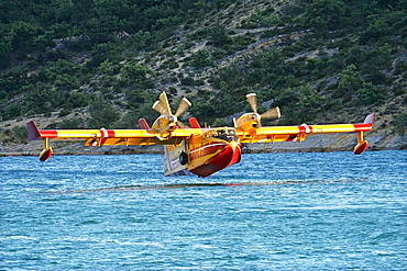 Fire-fighting plane, Securite Civile, Lac de St. Croix, Provence, France