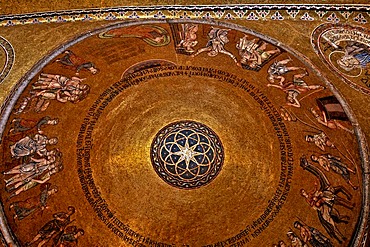 Detail of the ceiling of St. Mark's Basilica or San Marco Basilica, interior shot, Venice, Italy, Europe