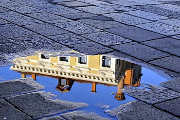 Water reflection of the Palazzo, Rialto Bridge, Venice, Italy, Europe