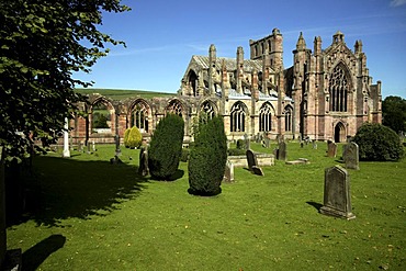 The ruins of Melrose Abbey, Scotland, Great Britain