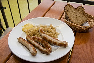 Bratwurste mit Sauerkraut Franconian cuisine Franconia Bavaria Germany