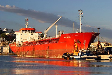 Cargo ship in the harbour of Ibiza Town