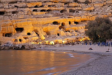 Matala beach and rock caves, Southcrete, Crete, Greece