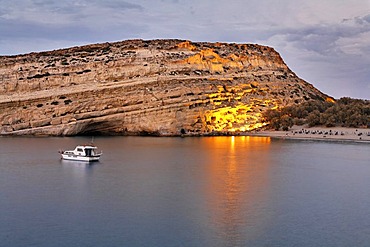 Matala beach and rock caves, Southcrete, Crete, Greece