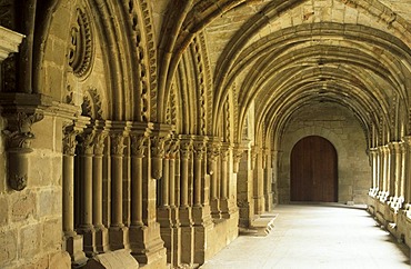 Cloister in monastery Rueda in Ebro Valley, Aragon (Zaragoza), Spain