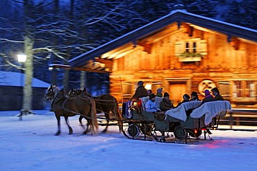 Horse drawn sleigh in Rottach-Egern, Upper Bavaria, Germany