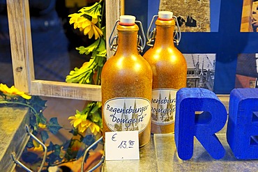 Regensburger Domgeist schnaps in wine store Weingalerie Rehorik, Regensburg, Upper Palatinate, Bavaria, Germany