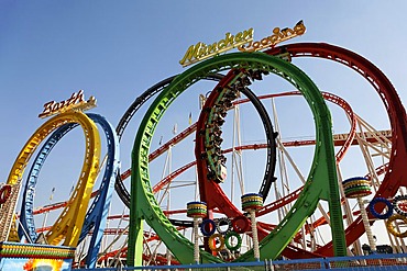 Oktoberfest, Munich beer festival, roller coaster, Bavaria, Germany