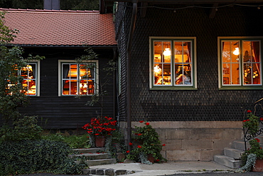 Restaurant Hotel Rhoenhaeuschen near Bischofsheim, Rhoen, Franconia, Bavaria, Germany