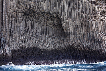 Roque de los Organos, organ pipes rock, view from boat, La Gomera, Canary Islands, Spain