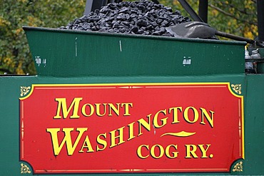 Historic Mount Washington Cog Railway to the top of the highest mountain of the presidential range. New Hampshire, USA.