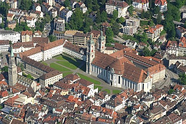 Aerial view of the cathedral and monastery of St. Gallen, a UNESCO world heritage site.