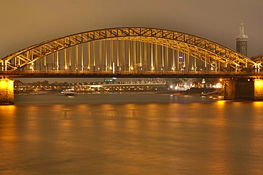 Middle arc of the Hohenzollern bridge of the Rhine river, Cologne, NRW, Germany