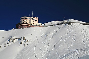 Mountain station of Jakobshorn Cable Car, Davos Kloster Mountains, Graubuenden, Switzerland