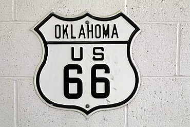 Sign of historic Route 66 through Oklahoma, USA