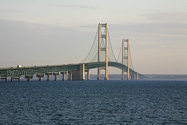 Mackinac Bridge across the Straits of Mackinaw between Mackinac City and St Igance, Michigan, USA